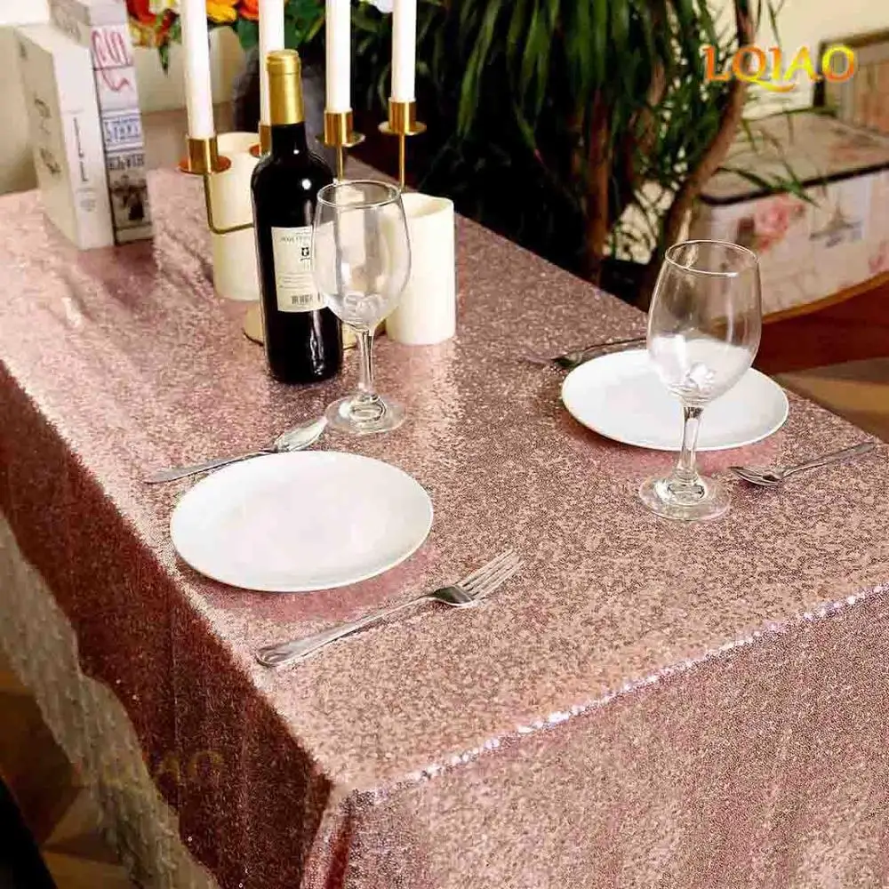 Pink Rose Gold 18 цветов, 225 см X 330 см, Блестящая серебряная скатерть с блестками, 90x132 дюймов, свадебное украшение скатерти, прямоугольная скатерть с блестками - Цвет: Pink Rose Gold