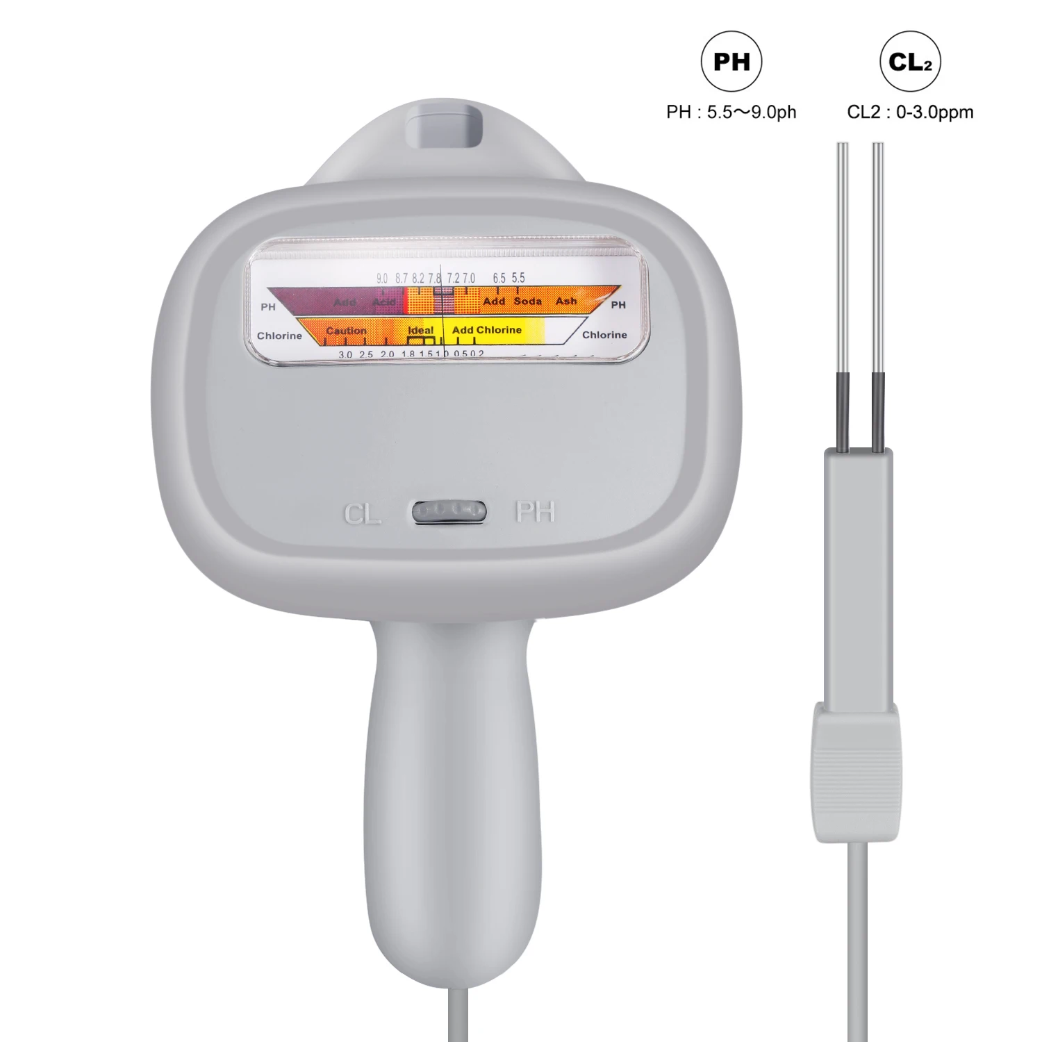 

1Pcs Water Quality Tester Portable Chlorine PH Meter Monitor for Home Swimming Pool Aquarium Checker White JDH99