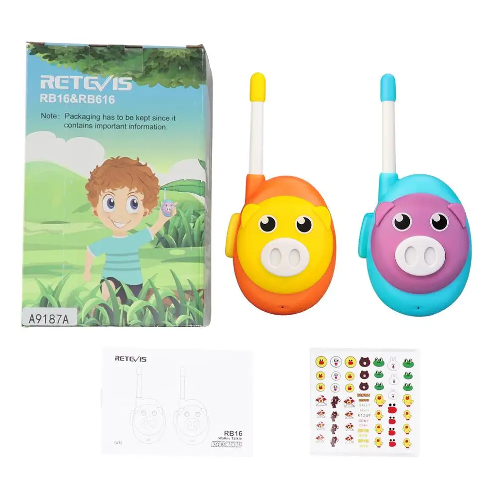 Retevis RB616 Walkie Talkie Children 2pcs Cute Pig Design One Channel Toy Walkie-talkie Birthday Christmas Gift Boys GIrls Radio