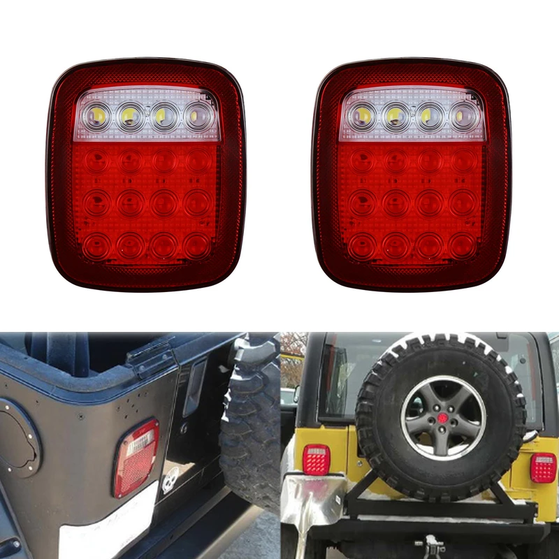 

LED Tail Light Stop Back Up Lights 2 Pack Rear Reverse Running Brake Lights for Jeep Wrangler TJ CJ YJ JK Truck Trailer Boat