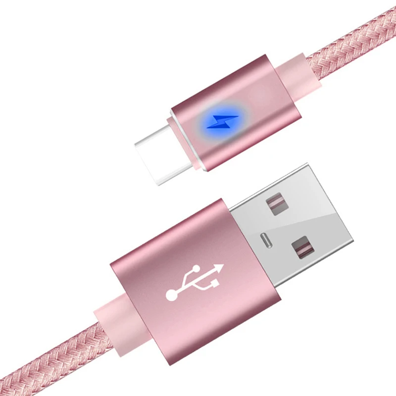 

UGI 3M 2.4A Rose Gold Nylon Braided Fast Charging Type C USB C Cable Date Sync Charger For Samsung Xiaomi RedMi Huawei Oneplus