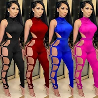 sexy women jumpsuit hollow out sleeveless o neck long romper women jumpsuit streetwear clothes for women outfit