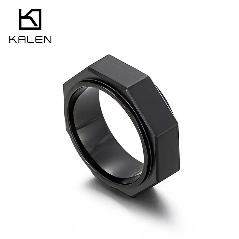 Kalen 8 мм черный/золотой цвет кольца на палец полированные мужские ювелирные