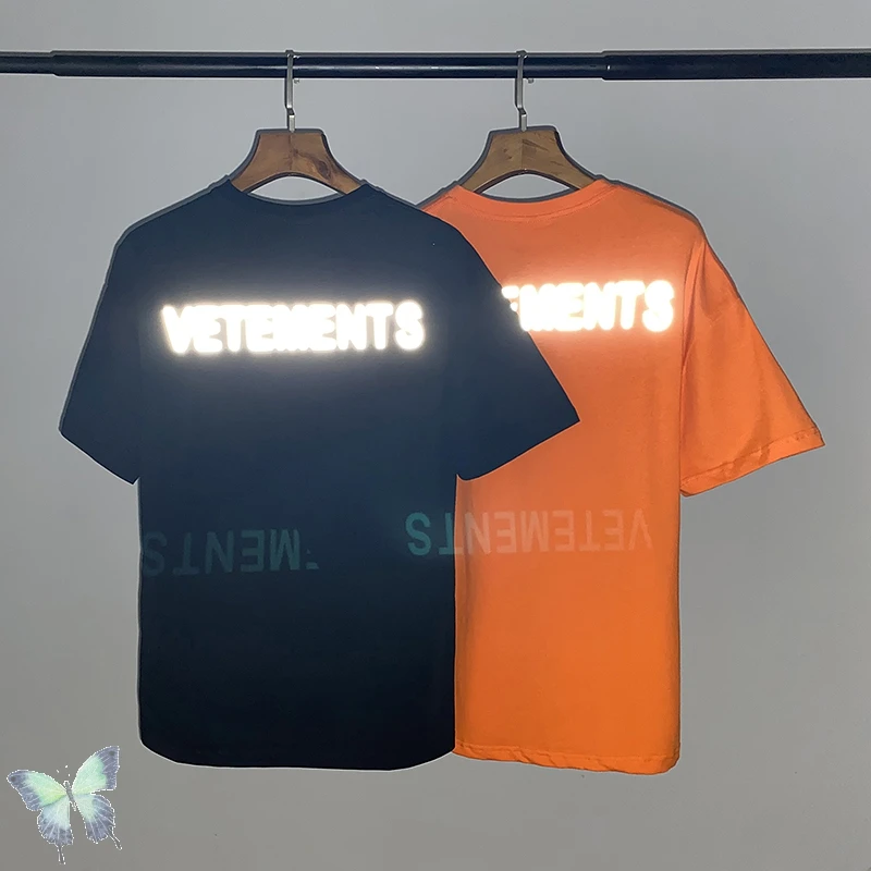 

3m Reflective Vetements T-shirt Orange Vetements Staff T Shirt 100% Cotton