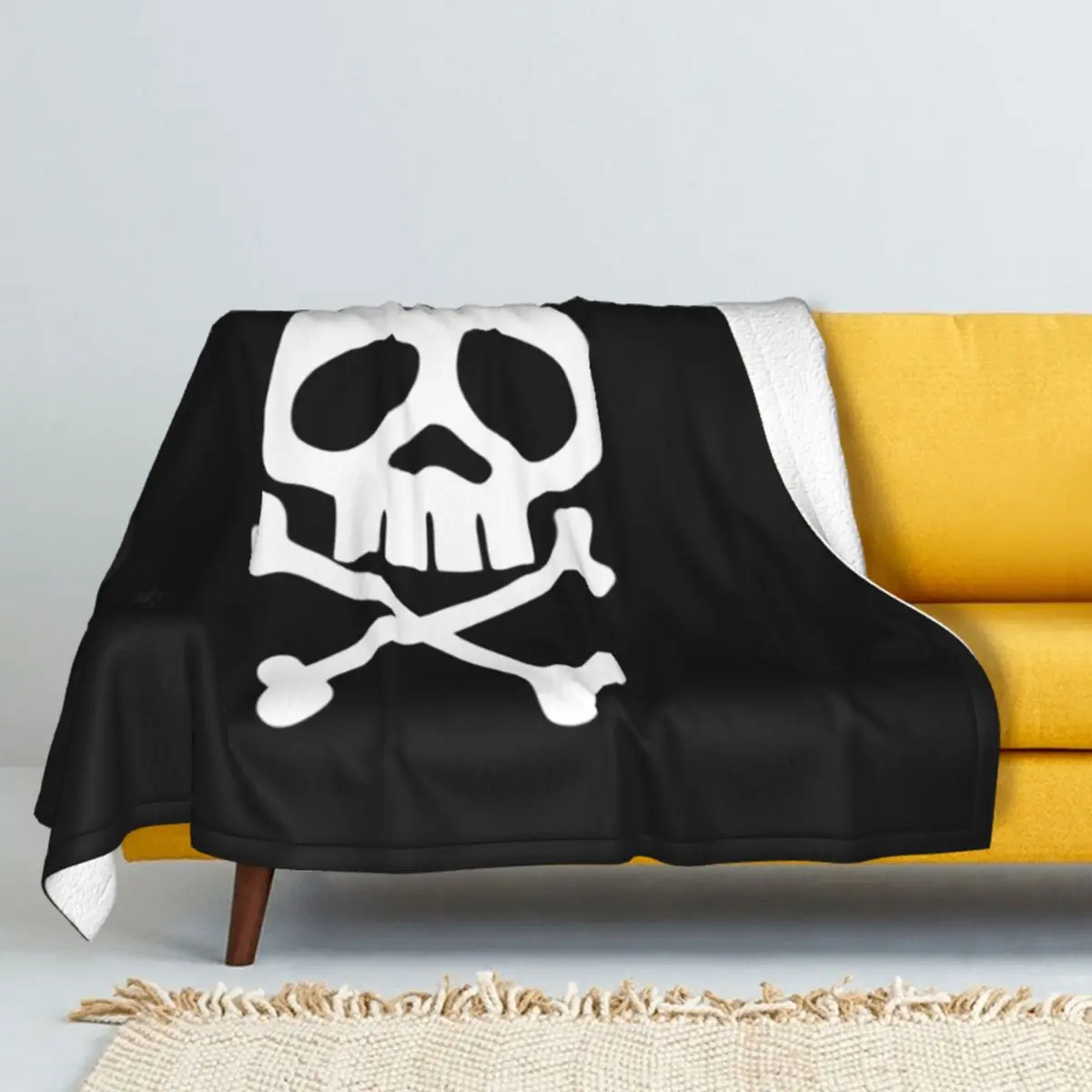

Зимнее утепленное Двухслойное шерстяное одеяло в стиле панк-рок с черепом из шерсти кораллового флиса теплое покрывало для кровати диван