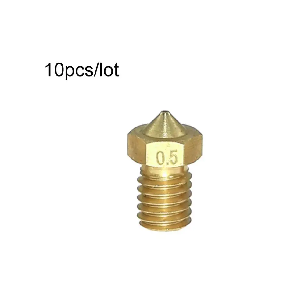 

10Pcs/lot M6 Nozzles V5 V6 Metal Nozzle 0.2/0.25/0.3/0.4/0.5/0.6/0.8/ 1.0mm For 1.75mm/3mm Filamnet 3D Printer Parts