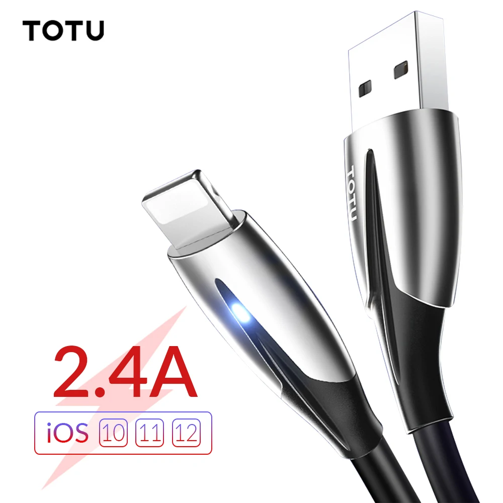 Usb-кабель для зарядки iPhone 6 6s 7 8 Xr X Xs Max светодиодный шнур быстрой данных 2.4A Apple IOS 9 10