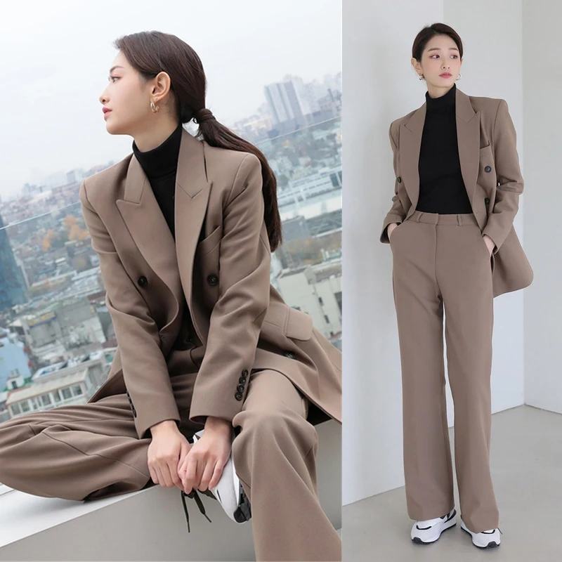 

Autumn/Winter 2021 Women's Loose blazer + wide-leg trousers two-piece OL Commuter Blazer Set
