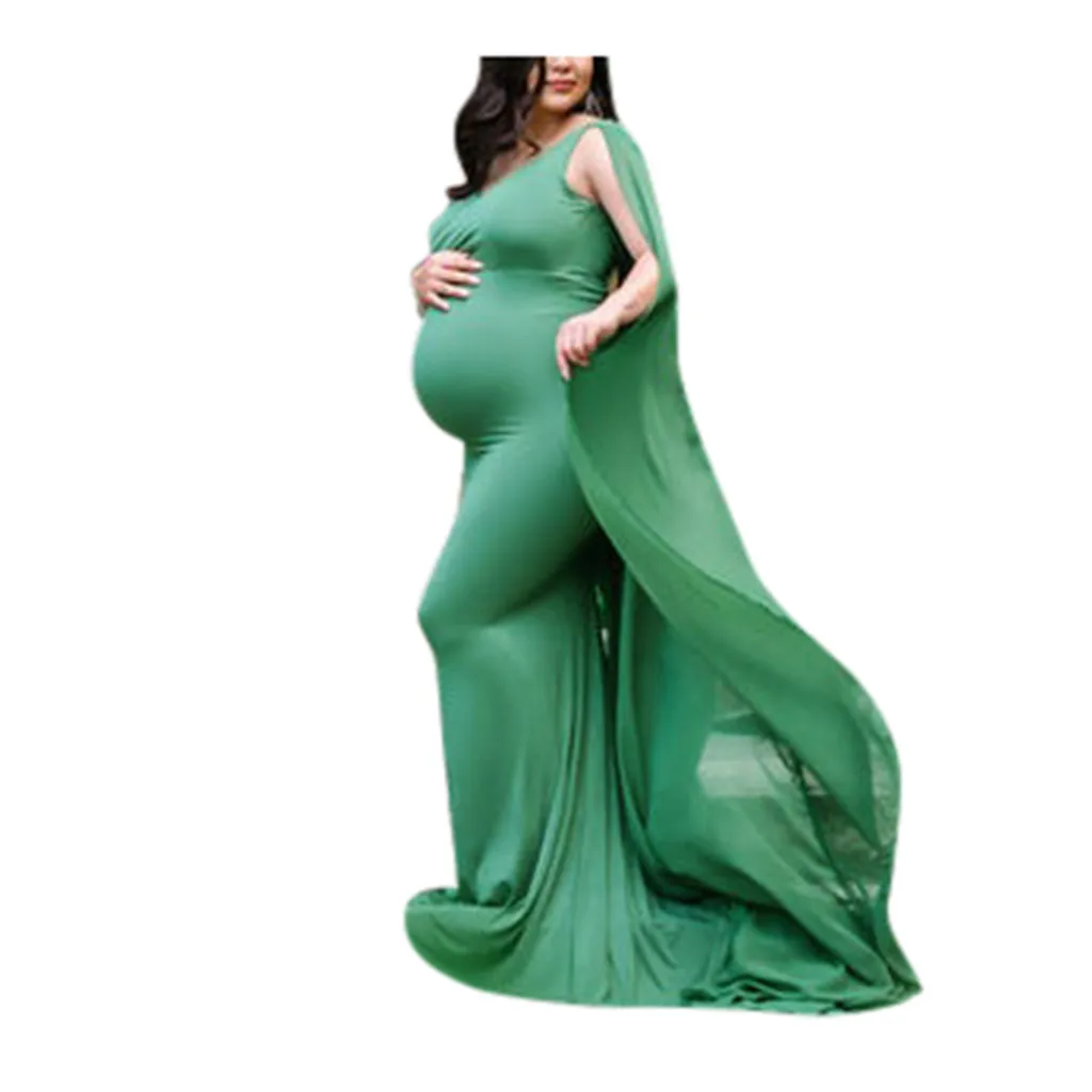 Зеленый Женский реквизит для фотосъемки, vestidos baby shower, без рукавов, Швабра для пола, для беременных, однотонное платье, roupa gestante fotografia# y2 - Цвет: Зеленый