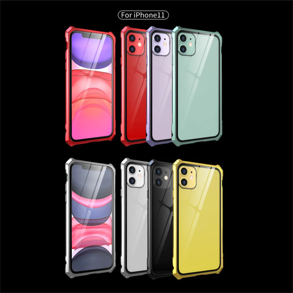 Алюминиевый металлический бампер Пряжка закаленное стекло чехол для Iphone 11 6 1