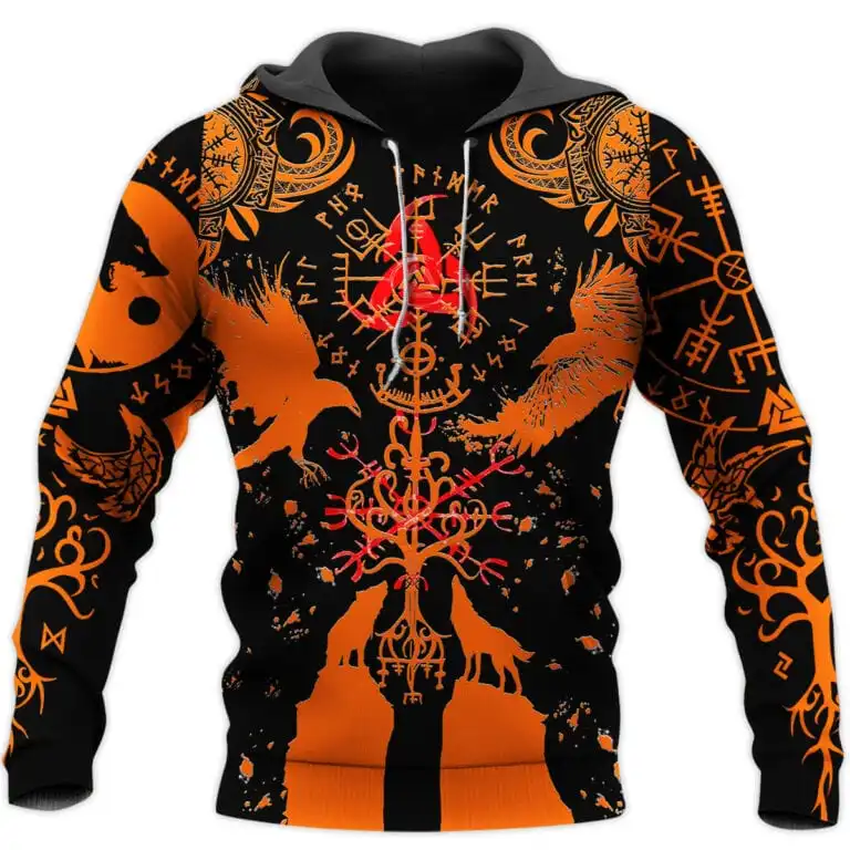 

2021, красивый костюм с 3D-принтом викингов, новая модная Осенняя толстовка с капюшоном и капюшоном, толстовка на молнии, забавная уличная одеж...