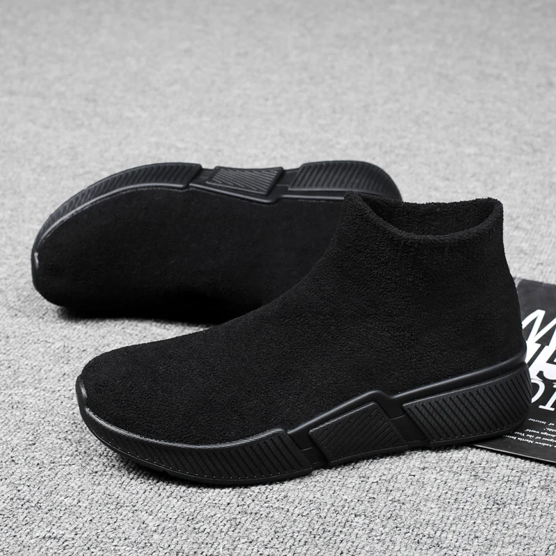 Hot Sale Cotton Shoes Winter Walking Shoes Knitting Comfortable Casual Men Sneakers Non-slip Wear-resistant Soft Sole Snow Boots