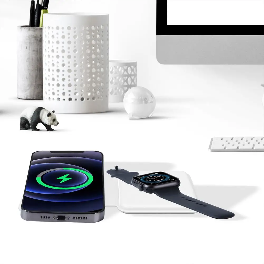 3 in1 folding dual magnetic wireless charger for iphone 13 12 minipro max magsafes charger 15w fast charging for airpods watch free global shipping