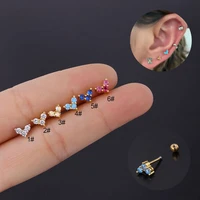 1pc rainbow cz love heart tragus stud earrings for women conch piercing helix cartilage earrings for women ear labret jewelry
