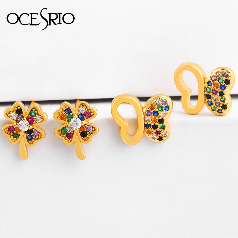 Корейский Кристалл Бабочка Серьги гвоздики кубический цирконий горный хрусталь
