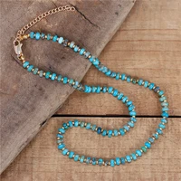 yoga tiny turquoises blue jaspers seed beads choker necklace boho holiday torques necklace high quality jewelry dropshipping