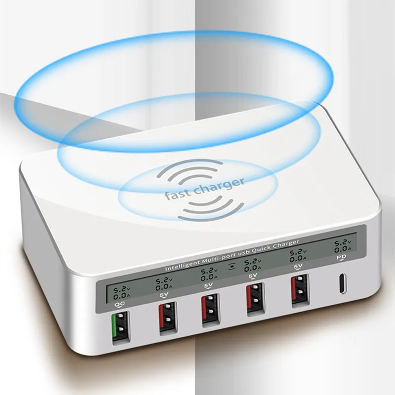 Asunflower 5 портов USB QC 3,0 быстрая Беспроводная зарядная станция настенная для Iphone Ipad USB разветвитель Быстрая зарядка розетка Настольный концентратор