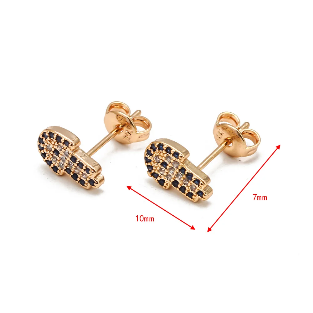 

Wish Card Trendy Micro Pave CZ Stud Earrings Gold Color Hand Palm Crystal Earrings Girls Fashion Statement Women Jewelry BD427