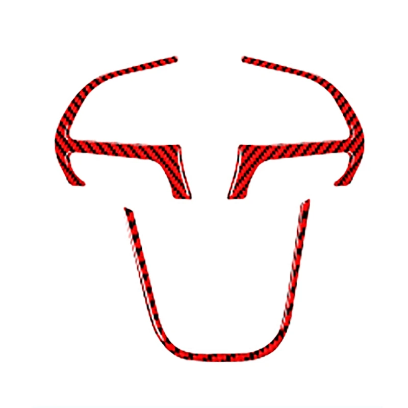 

Red Carbon Fiber for Dodge Challenger 2015-2020 Car Steering Wheel Button Cover Trim Sticker Interior Accessories, 3PCS