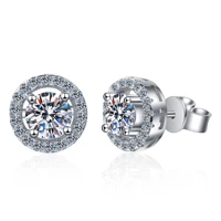anziw 925 sterling silver moissanite diamond round stud earrings for women classic stud earrings wedding jewery