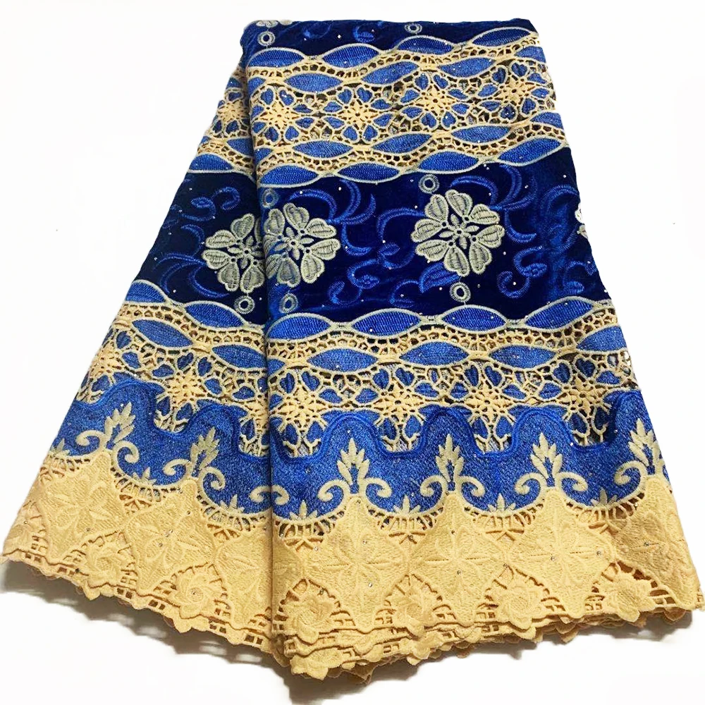 

CS 2020 High Quality African Lace Fabric With stones African Embroidery Guipure Lace fabric for velvet lace fabric women Dress