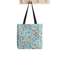 women shopper bag nurse in blue printed kawaii bag harajuku shopping canvas shopper bag girl handbag tote shoulder lady bag