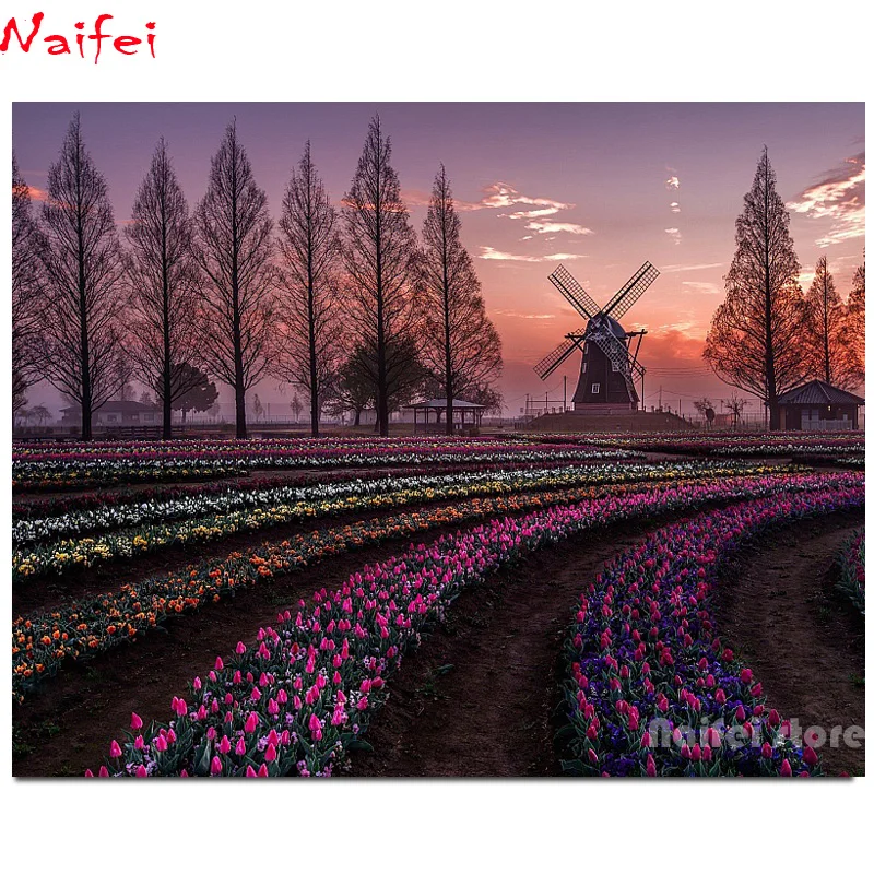 Полная квадратная круглая дрель diy Алмазная картина вышивка крестиком цветы поле