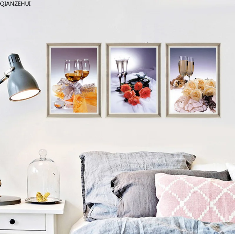 QIANZEHUI DIY 5D Diamond Embroidery Round Living room bedroom dining wine glass rhinestone full painting | Дом и сад