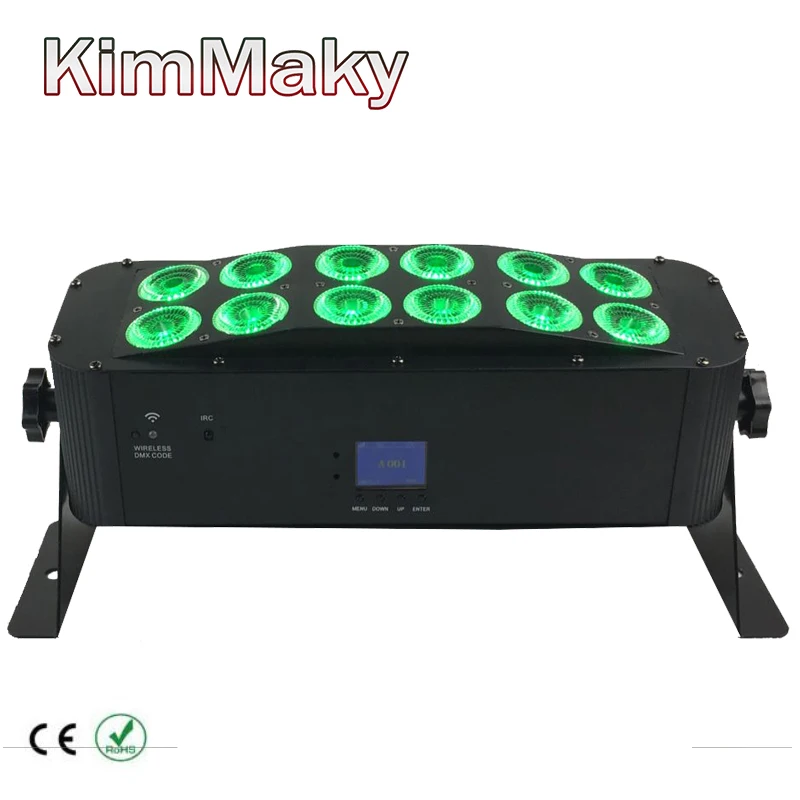 6 светильников/футляр на батарейках светодиодный беспроводной DMX 12X18W RGBWA + УФ DJ