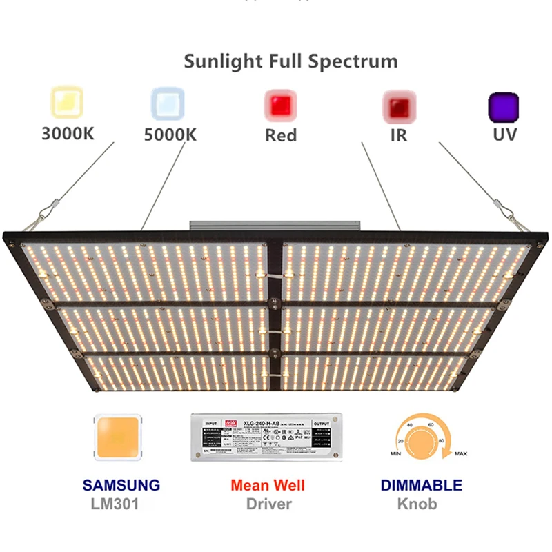 

CrxSunny 720W Samsung LM301B Sunlike Led Grow Light Dimmable Full Spectrum UV IR Growing Lamp With Meanwell Driver for Indoor Pl