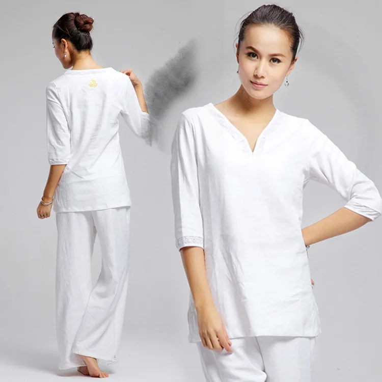 Женская обувь для йоги Тай Чи набор льняная свободная толстовка с капюшоном +