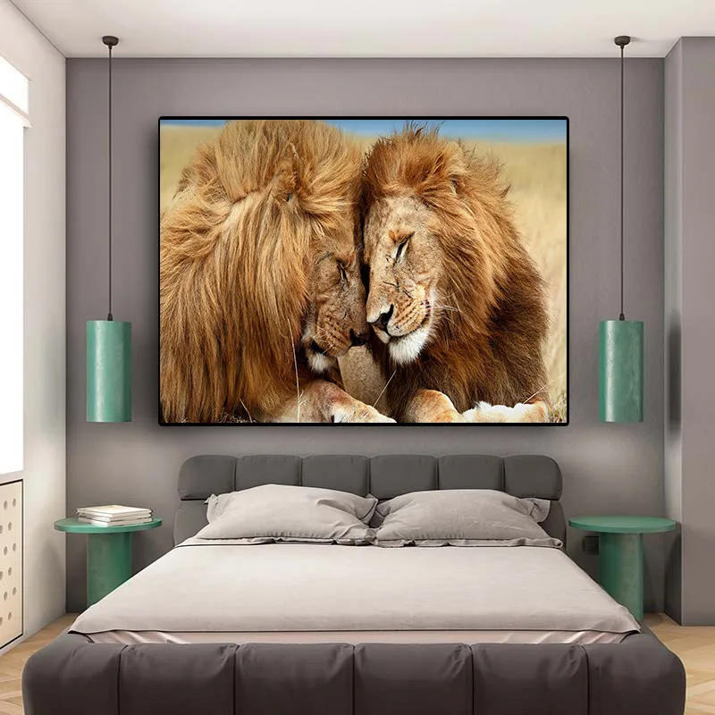 Lions Head To Canvas Painting on The Wall Africa Wild Posters and Prints Animals Art Pictures for Living Room Decor | Дом и сад