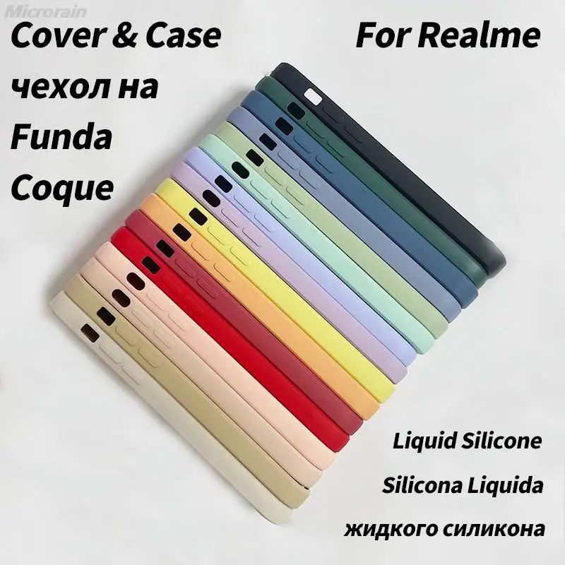 

Luxury Original Liquid Silicone Case For Realme 3 5 6 7 8 Pro C12 C15 C20 X K3 X2 X7 XT X50 GT NEO Narzo 20 30 Cover Funda Capa