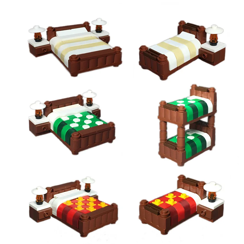 Конструктор совместимый с кроватью городским домом сценами комнаты блоками