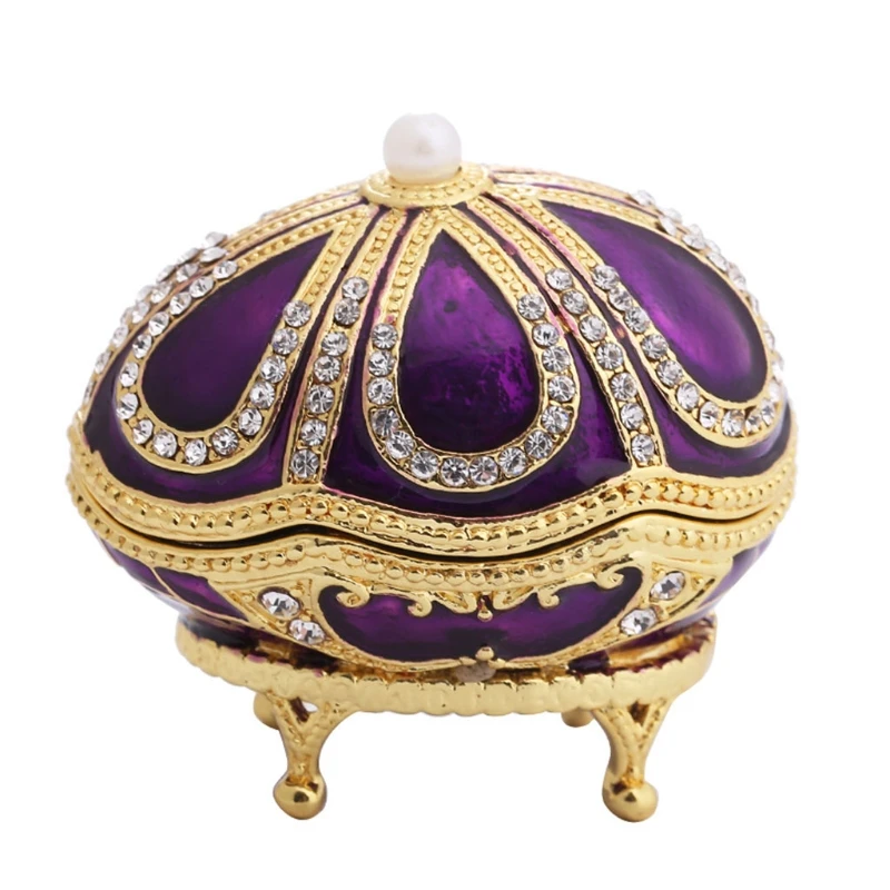 

Christmas Balls Jewelry Trinket Box Hand Painted Enameled with Shinning Rhinestones, Ring Holder Unique Gift Xmas Decor