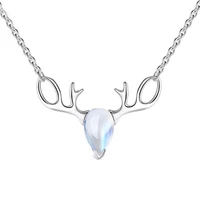 s925 fashion personality elk antler necklaces moonstone pendant necklace for women silver jewelry womens gift wholesale items