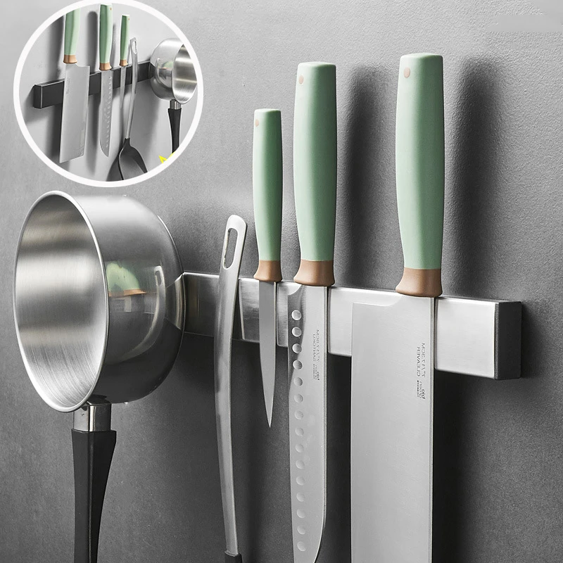 

304 Stainless Steel Chef Knives Storage Organizer Wall Mounted Magnetic Knife Holder Magnet Kitchen Utensil Rack knife stand