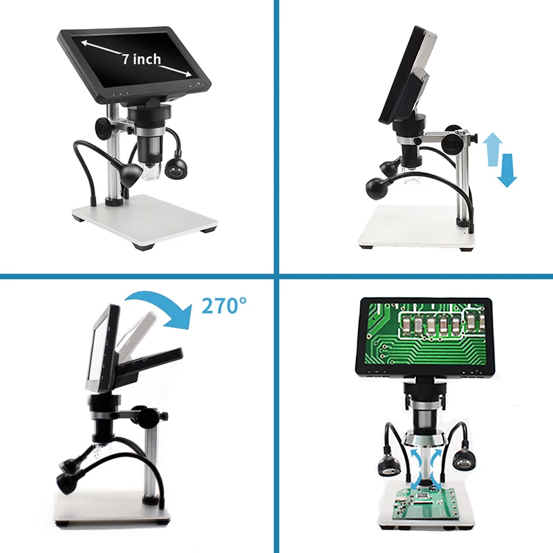 Цифровой микроскоп со светодиодсветодиодный подсветкой цифровой с дисплеем 7