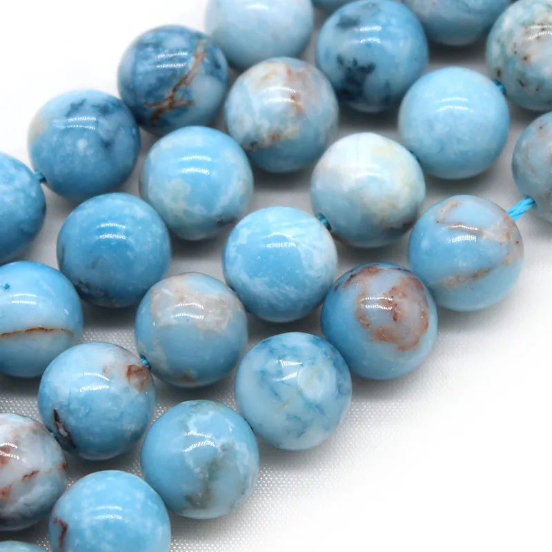Синие круглые бусины-разделители Larimar из натурального камня диаметром 6 8 10 12 мм