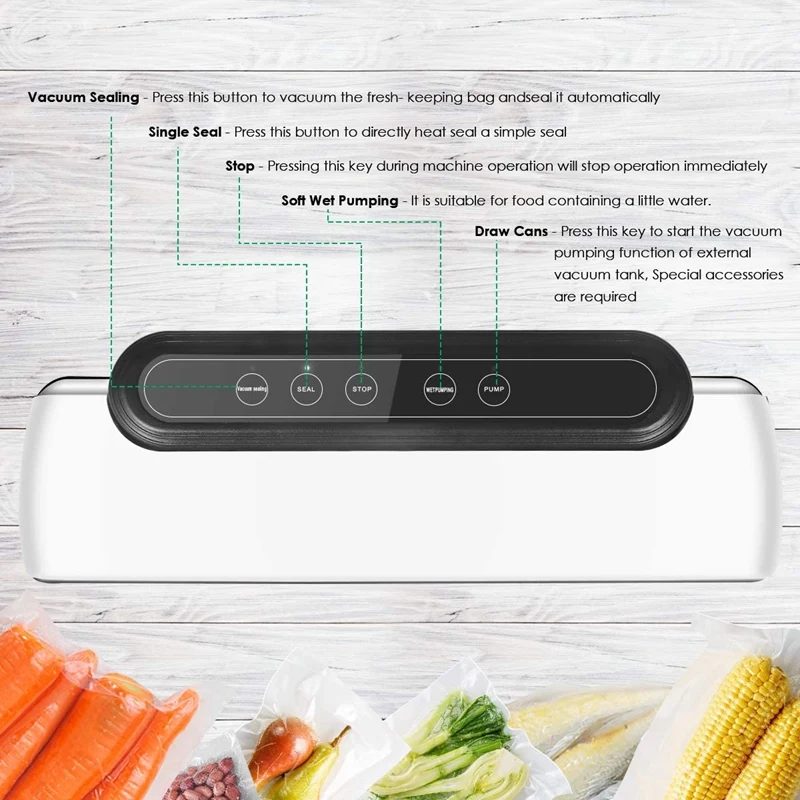 

Vacuum Sealing Machine for Food Preservation, Automatic Vacuum Sealing System, Dry and Wet Food Mode