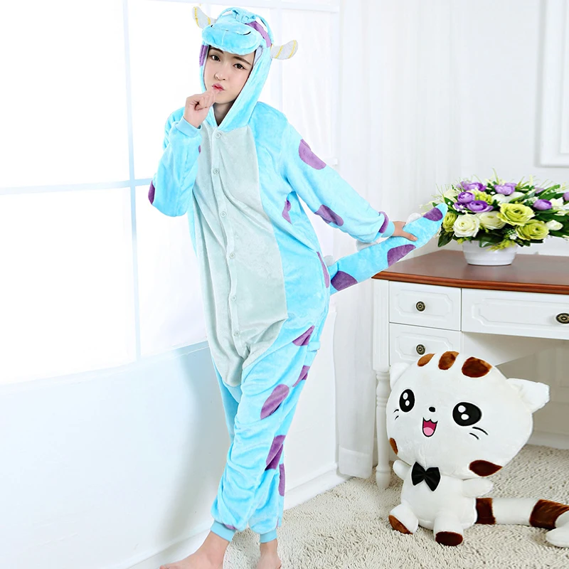 

Flannel cartoon animal kigurumi pajamas for men and onesie women winter long-sleeved home parent-child Party clothes cosplay