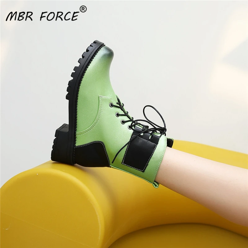 

MBR FORCE Women Chunky Ankle Boots Woman Shoes Autumn Brand Boots Female Platform Boots Lasdies Fashion New color Large size