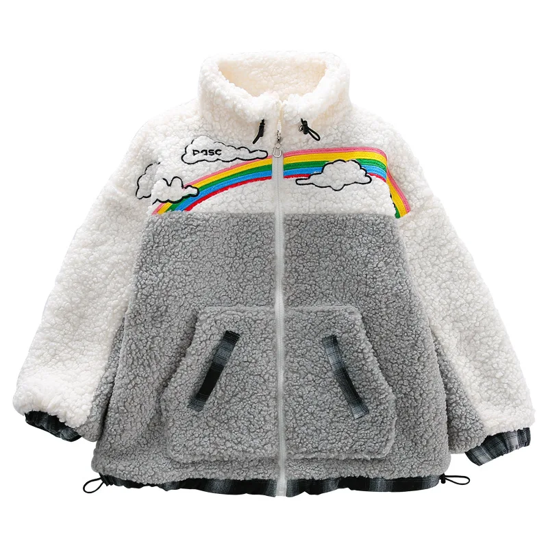

Girls Boys Baby's Coat Jacket Outwear Fuzzy Fur Thicken Winter Plus Velvet Warm Formal Sport Teenagers Children's Clothing