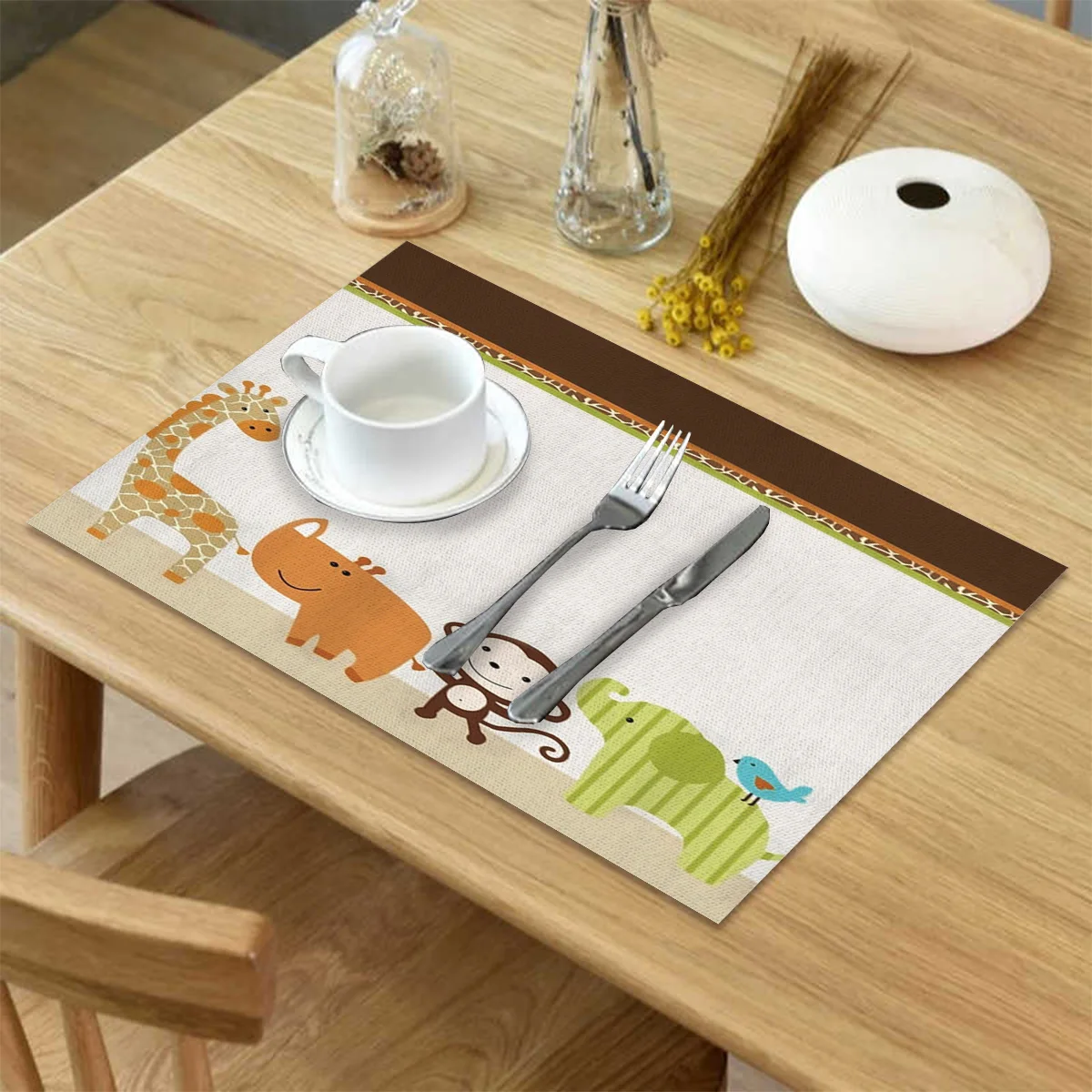 4 6 штук в партии комплект подложки под столовые приборы виде мультяшных животных