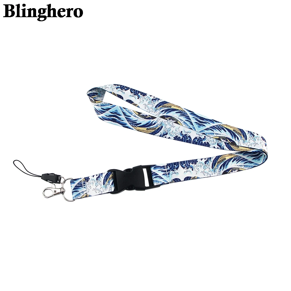 CB342 Wave Lanyard Neck Strap Art Oil Painting Lanyards Bus ID Name Work Card Badge Holder Accessories Decoration