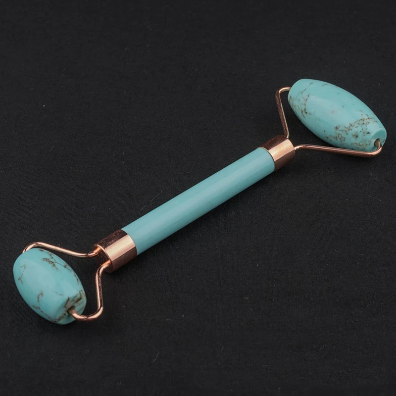 

Gua Sha Tool Natural Jade Turquoise Face Roller Scraping Neck Massage Stone Double Heads Face Massager Beauty Tools