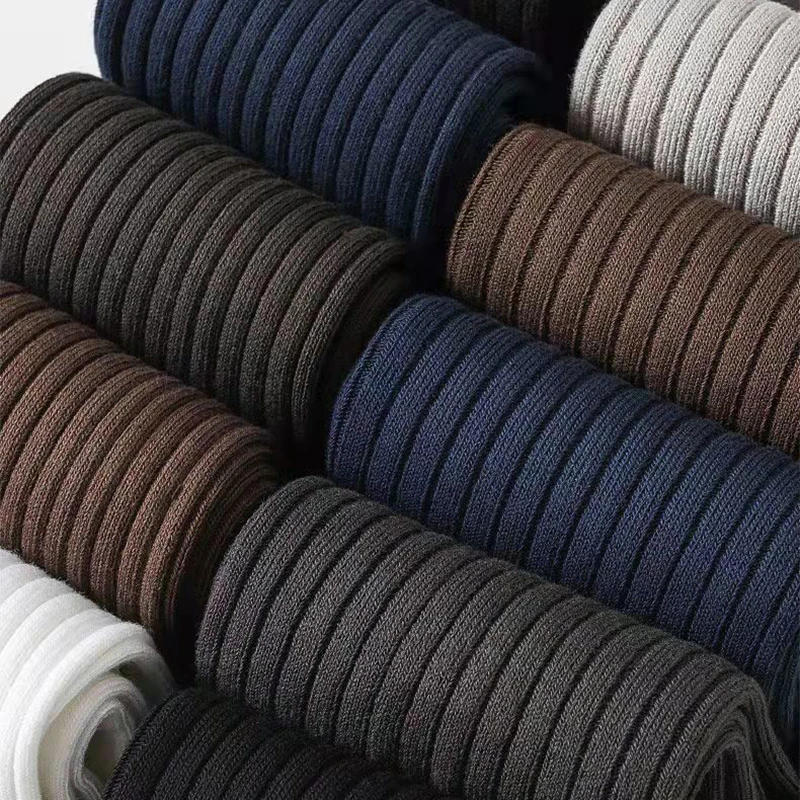 Men Cotton Socks Set 5 Pairs Black Medium Socks Male Business Socks Sports Breathable Long Socks Comfort Large Man Socks Hose