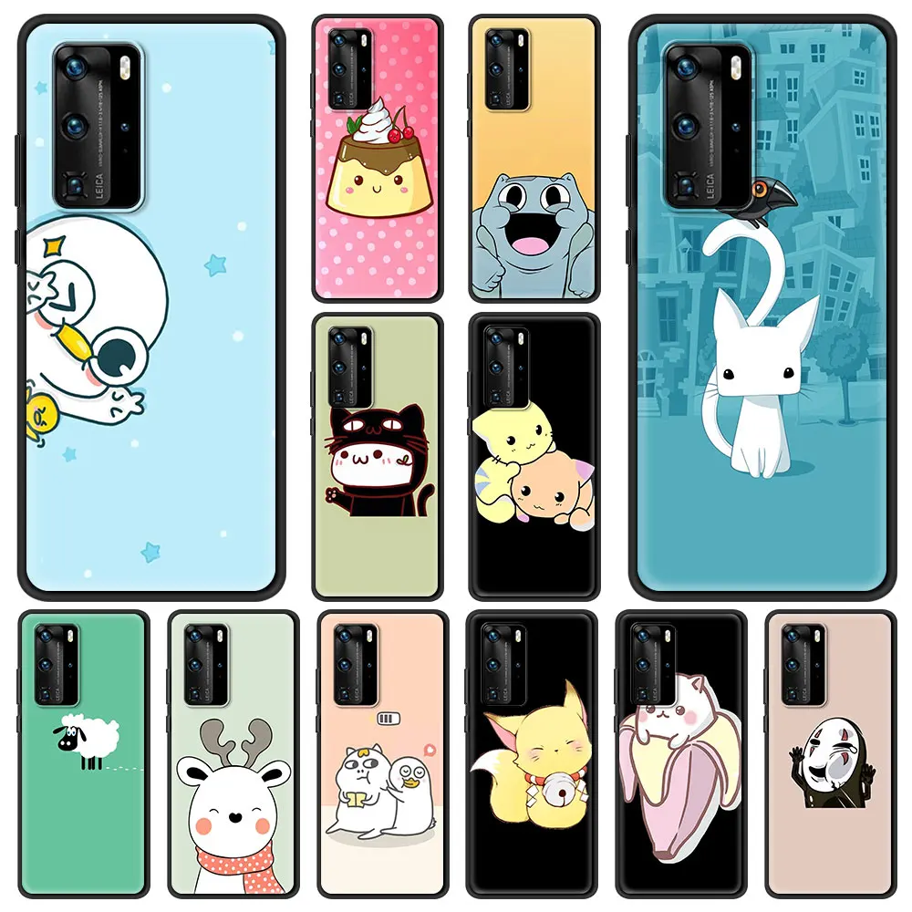 

Cute Cartoon Comics Fundas Cover Bag For Huawei Y6 Y7 2019 P30 Pro P40 Lite E P Smart Z Phone Case Silicon Soft Shockproof Shell