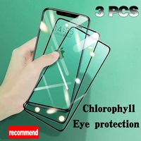 3pcs green light eye protective film iphone 12 11 pro xr max x xs 8 6 6s 7 plus se2020 tempered glass screen protective film