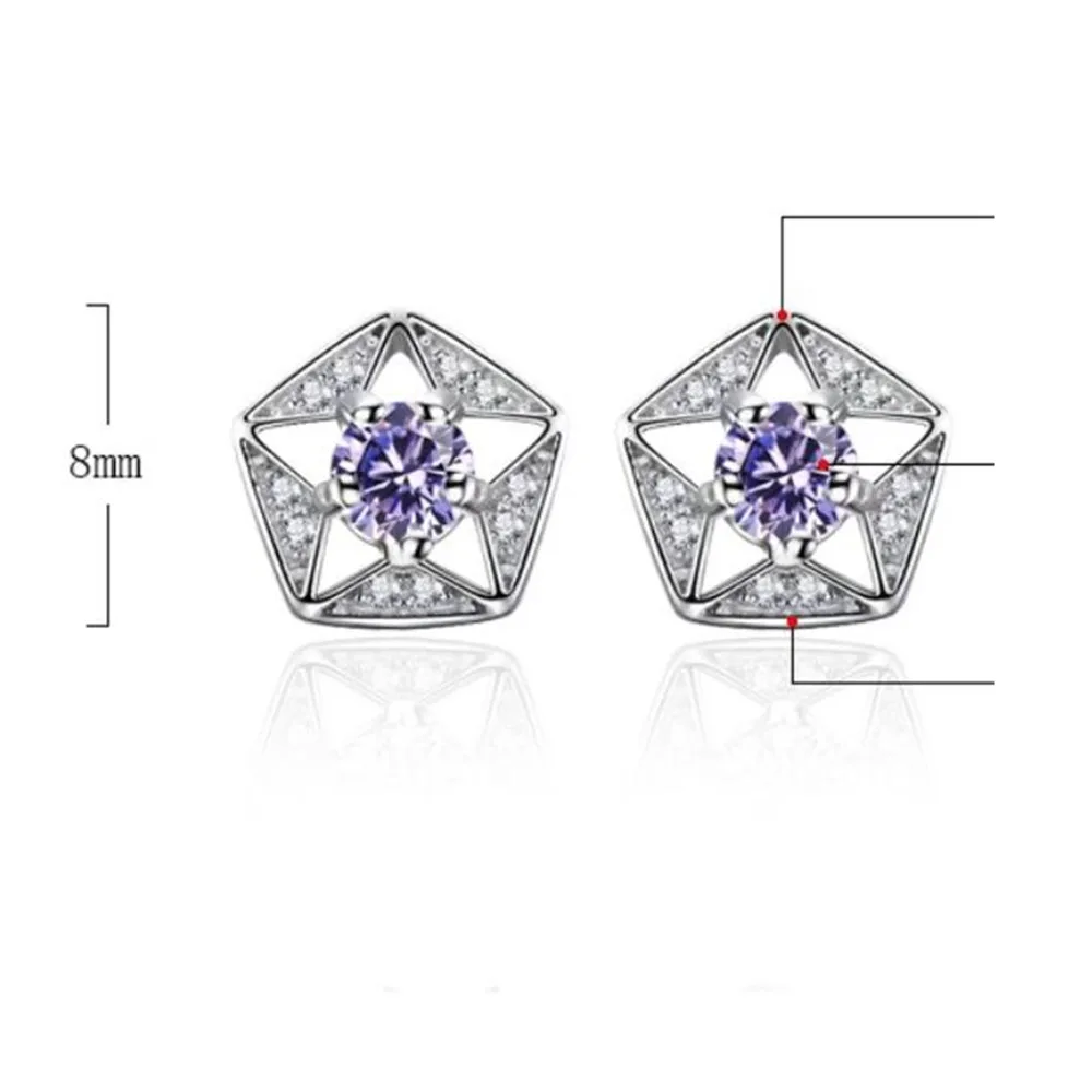

925 Sterling Silver New Earrings High Quality Retro Simple Cubic Zirconia Hot Sale Pentagram Tremella Earring Jewelry